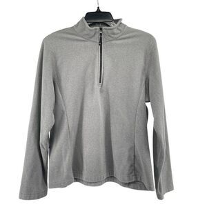 Lands’ End Women’s Gray 1/4 Zip ThermaCheck Fleece Pullover Medium Petite 10/12
